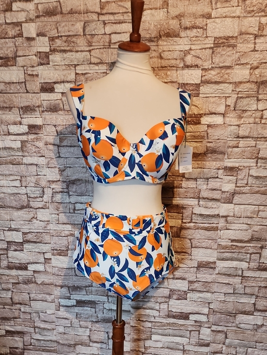 Panache Other - Panache Vintage Inspired Orange Print High-Waist Swim